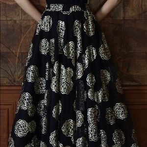 Co Glitter Mesh Floral Midi Skirt